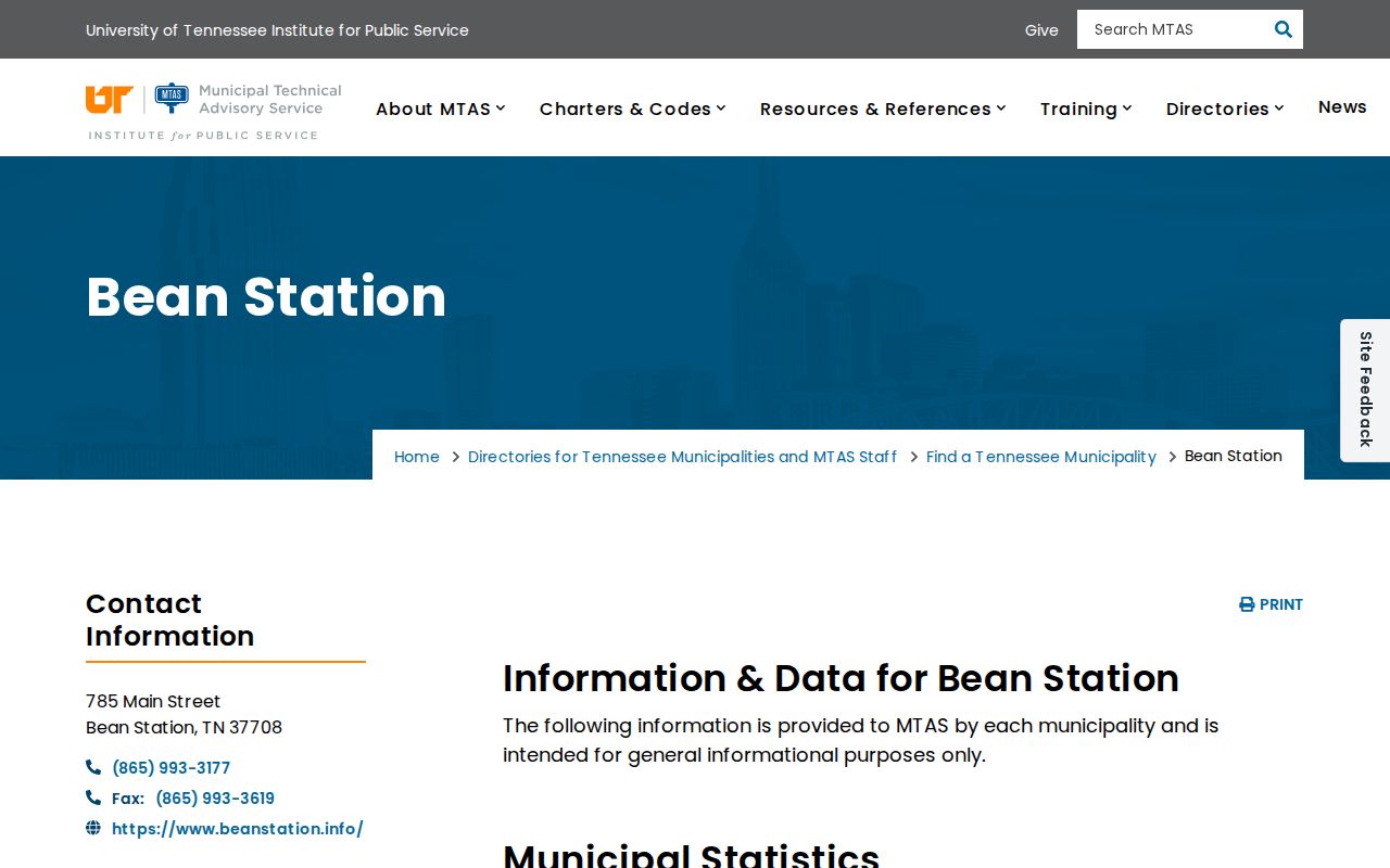Bean Station criminal records municipal directory