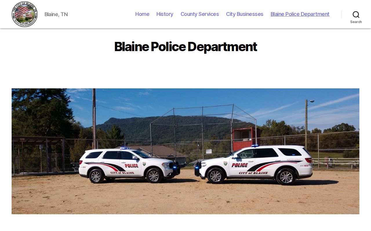 Blaine criminal records source showing the official Blaine Police Department page in Grainger County
