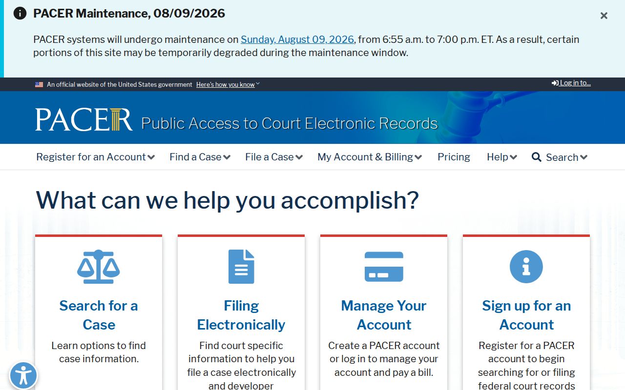 PACER federal criminal court case search for Grainger County area matters