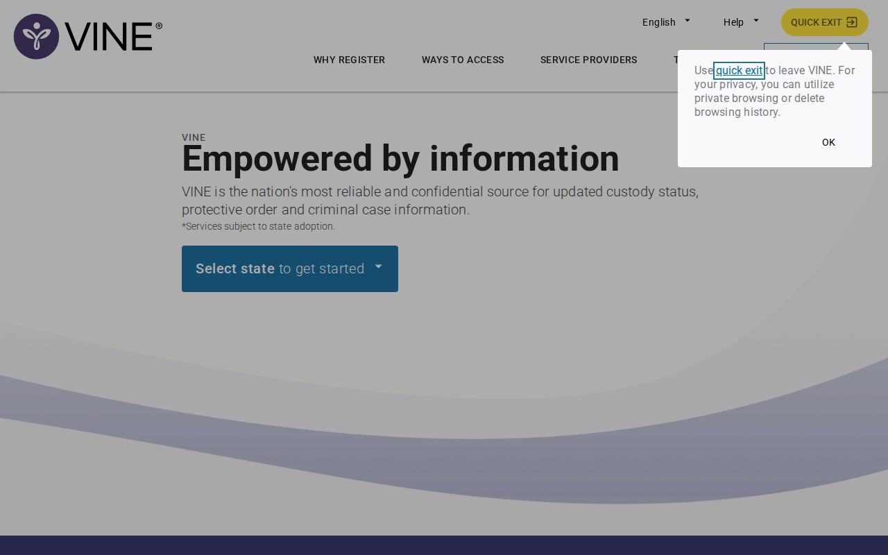 Grainger County criminal custody notification search through VINELink