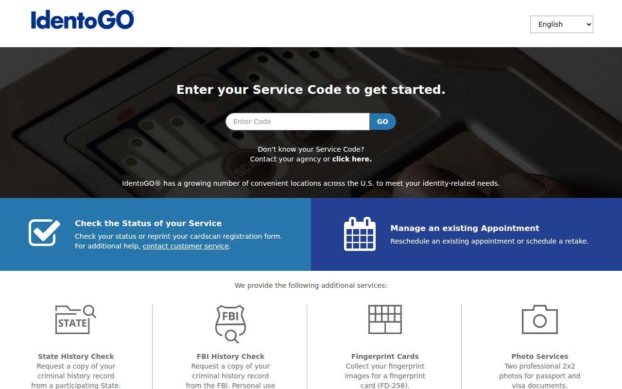 Grainger County criminal background fingerprint enrollment through IdentoGO