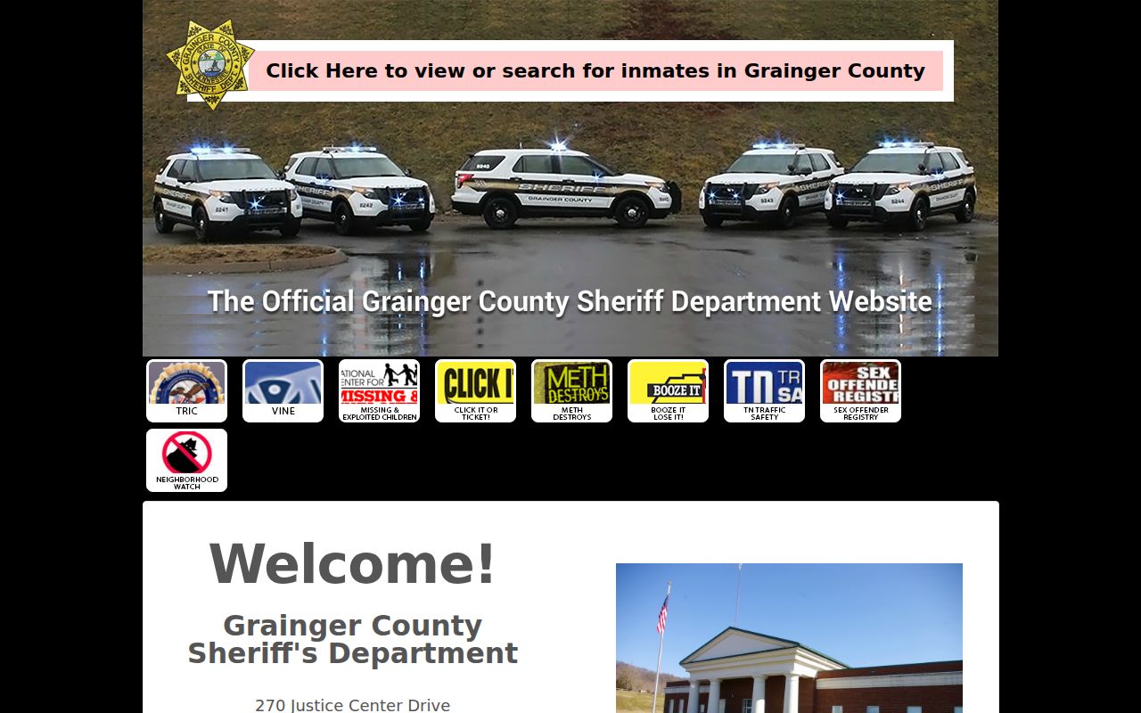 Grainger County criminal records and sheriff detention homepage