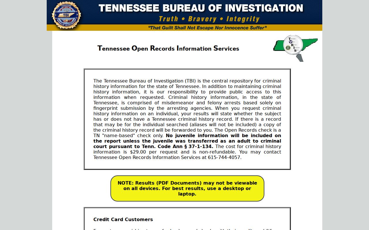 Grainger County criminal history search through Tennessee TORIS