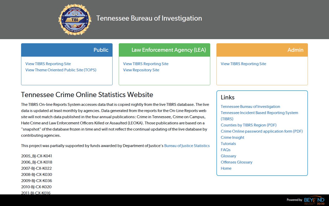 Rutledge criminal records research for Grainger County using the official Tennessee CrimeInsight portal